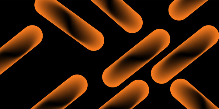 Abstract neon orange background with futuristic 3D capsule shapes