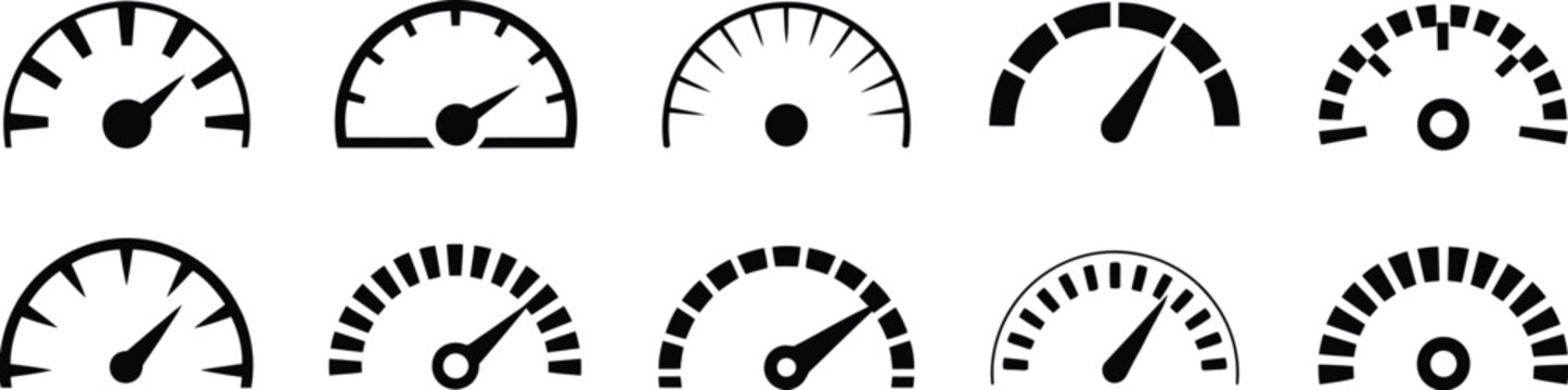 Speedometer vector illustration icon collection dashboard gauge tachometer performance indicator fast speed car and internet signal concept design