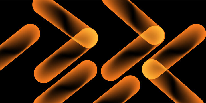 Abstract neon orange background with futuristic 3D capsule shapes