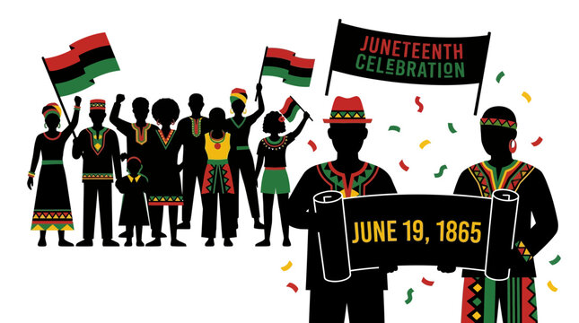 Juneteenth Celebration Black Silhouettes Freedom.