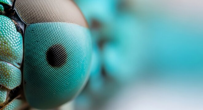 Extreme Macro Closeup of a Dragonflys Compound Eye with Intricate Facets.