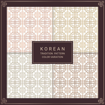 Korean traditional pattern design illustration color variation set.