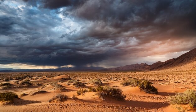 stormy sky over the desert landscape background