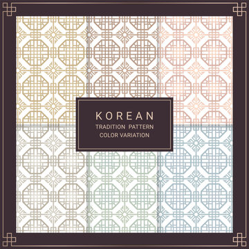 Korean traditional pattern design illustration color variation set.