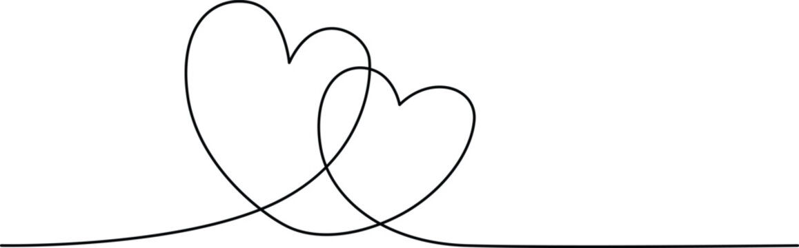Two intertwined heart shapes in black line art Vector