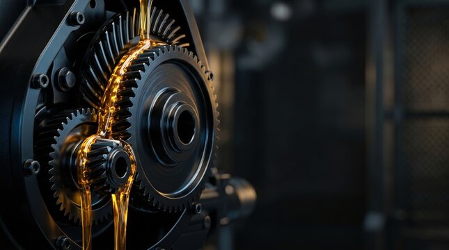 Machinery in action gear system industrial facility close-up mechanical environment