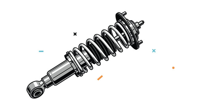 Technical illustration of a vehicle shock absorber with a coil spring assembly on a clean white background.