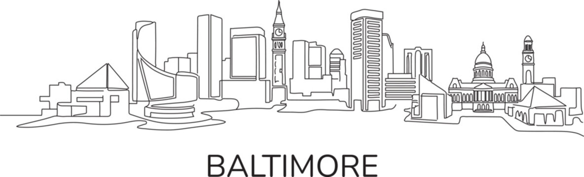 Minimalist line art of Baltimore skyline