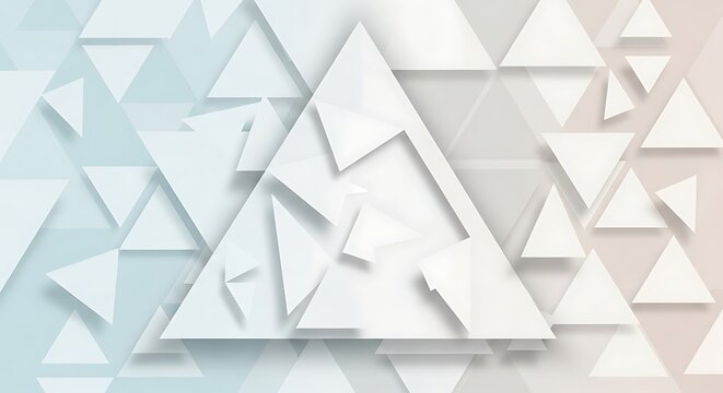 Abstract White Triangular Paper Shapes Layered on Soft Geometric Background