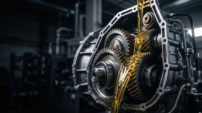Industrial workshop close-up of machinery maintenance for mechanical components