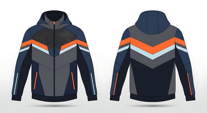Modern Sportswear Jacket Design Front and Back View.