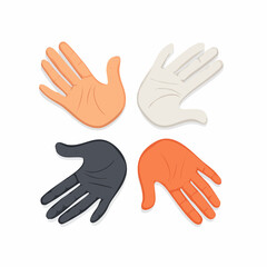 Fototapeta premium Four Hands of Different Skin Tones