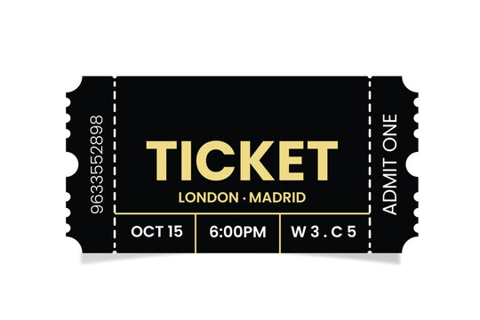 Modern Black Ticket Vector Template | Admit One Event Pass Design