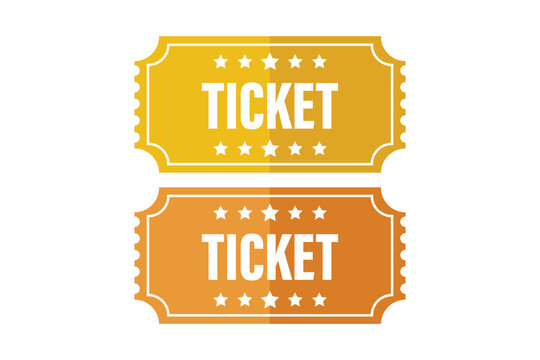 Retro Ticket Labels Vector Set in Gold and Orange Colors