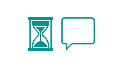 Fototapeta premium Hourglass and Speech Bubble Vector Icons Representing Communication Time and Pending Messages