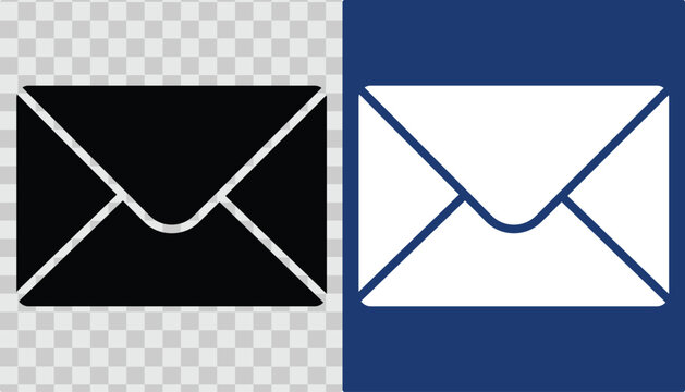 Two email icons with contrasting colors on a transparent background for digital communication