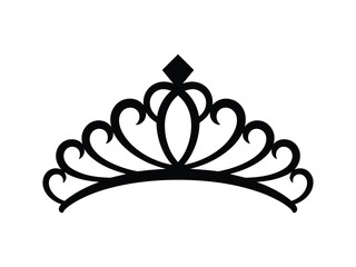 Princess tiara crown vector line art icon royal diadem symbol elegant queen headwear silhouette isolated app and website design element © MDMILON 2