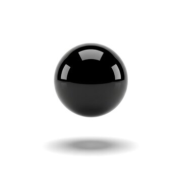 Shiny black sphere with a smooth glossy surface and a realistic drop shadow effect