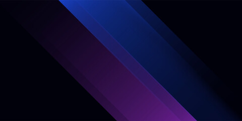 Fototapeta premium Abstract dark background with diagonal gradient stripes in blue and purple. Modern minimalist design with sleek geometric lines, perfect for corporate presentations and tech banners.