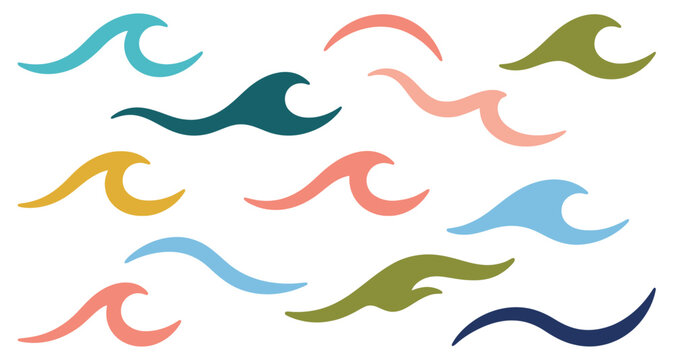Colorful wave shapes on white background