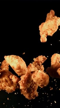 Nuggets fly up and fall down. Filmed is slow motion 1000 fps. High quality FullHD footage