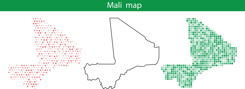Mali map with red dots and green pixels