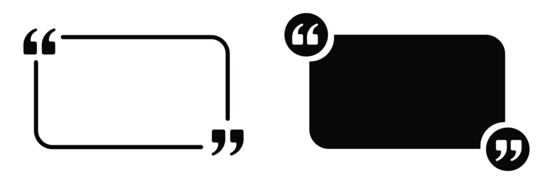 Simple rectangular quotation mark vector graphic design element. Vector illustration on transparent background