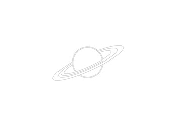 Minimalist continuous line art drawing of planet saturn with rings, astronomy © StockSynergy