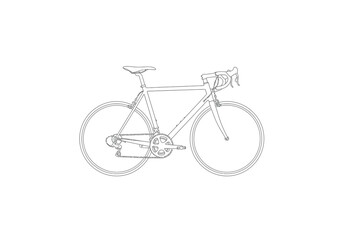 Fototapeta premium Classic road bicycle frame line art illustration on white background with transportati