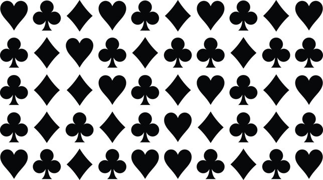 Playing card suit symbols pattern isolated decorative casino gaming background illustration