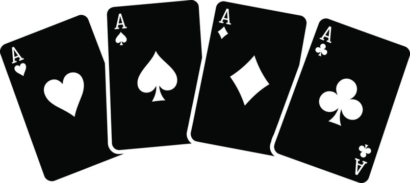 Ace playing cards collection isolated casino gambling poker game illustration