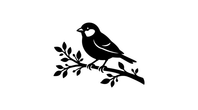 Black bird sitting on branch.
