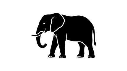 Fototapeta premium Black silhouette of an elephant.