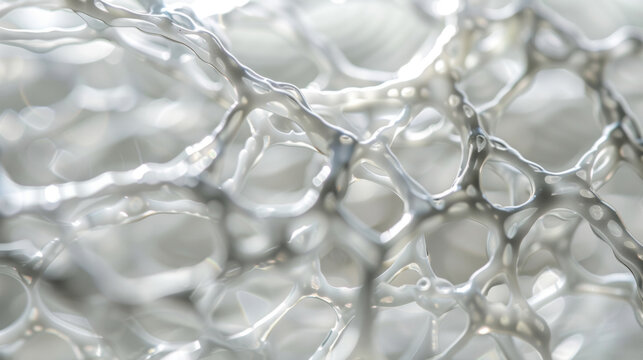 A closeup of a crystalclear membrane with a delicate pattern of cells visible underneath. This biocompatible material is used to create contact lenses providing a comfortable