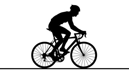 Fototapeta premium Man Riding a Bicycle Silhouette Profile.