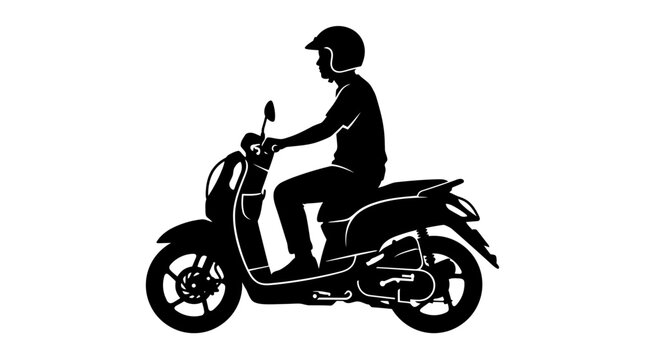 Man riding a motor scooter vehicle.