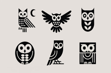 Obraz premium Various owl silhouettes displayed on a gray background Untitled-12.eps