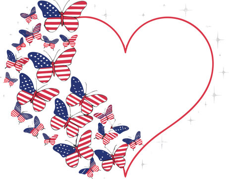 United States Shape Heart American Flag Graphic. a fierce bald eagle with wings fully spread wide,
Vector illustration eps-10