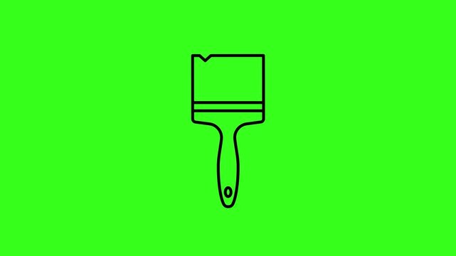 Animated paint brush line icon drawing itself on a green screen background for motion graphic use
