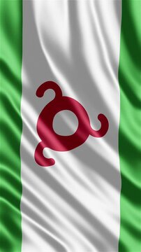 Flag of Ingushetia waving in the wind. News regional politics cultural travel documentaries presentations web banners patriotic visuals national holiday related to the Republic of Ingushetia.