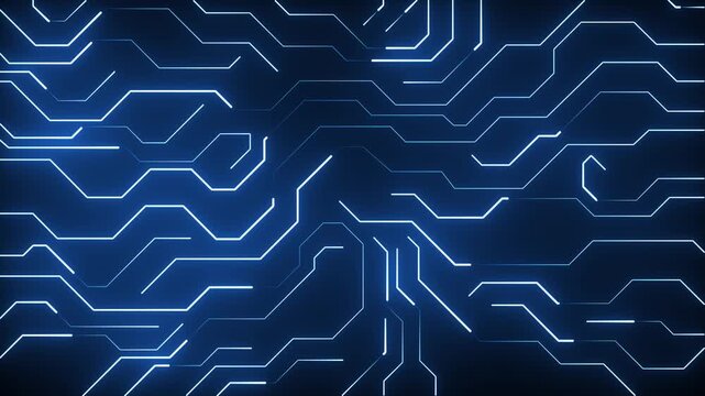 Abstract Digital Circuit Board Pattern: A vibrant blue digital circuit board pattern with glowing lines forms an intricate network, evoking a sense of advanced technology and connectivity.