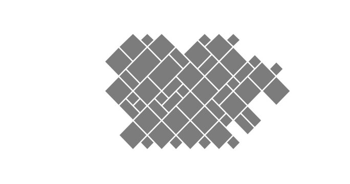 Mosaic collage with template for composition background. Rhombus wall and perspective for frame illustration. Concept rectangle and mockup for grid board design.