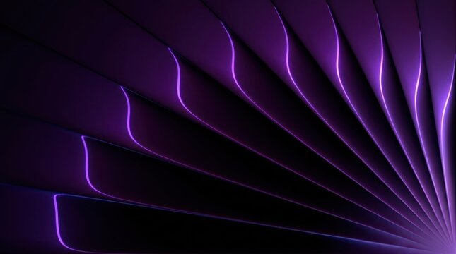 An abstract purple fractal background features flowing waves of light and dark violet silk texture in a dynamic 3d motion design