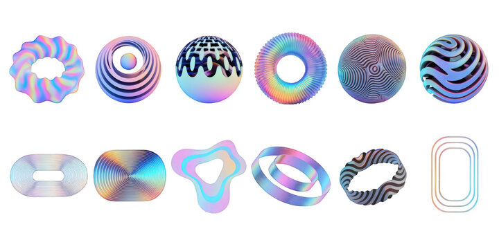 Vibrant 3D modern illustration assets showcase abstract shapes and patterns.