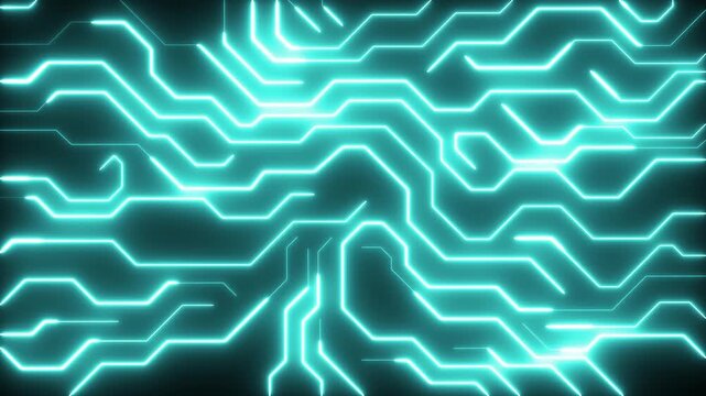 Neon Circuitry: Abstract glowing neon lines form intricate patterns, resembling a futuristic circuit board, pulsating with electric energy in the darkness.
