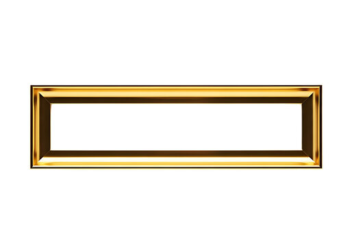 Shiny gold rectangular frame with a metallic border for text or signage