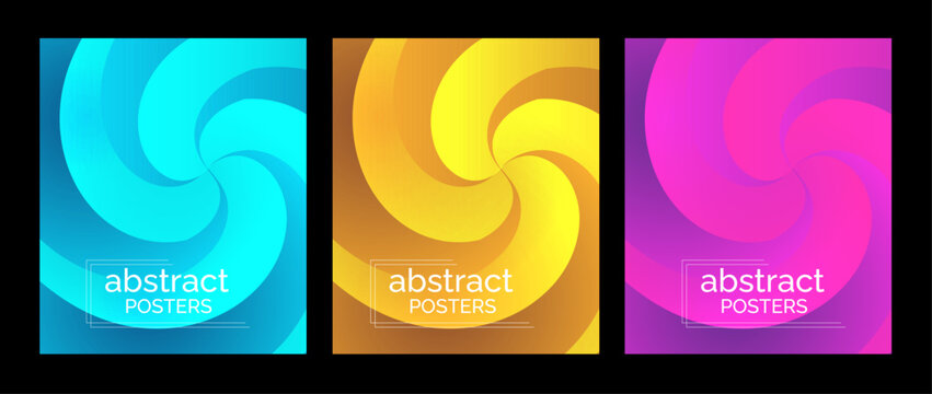 Modern Abstract Fluid Poster Collection with Soft Gradient Wave Shapes Vector