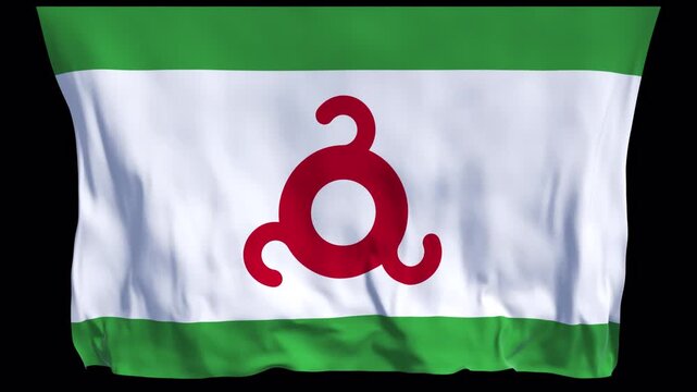 Flag of Ingushetia waving in the wind. News regional politics cultural travel documentaries presentations web banners patriotic visuals national holiday related to the Republic of Ingushetia.
