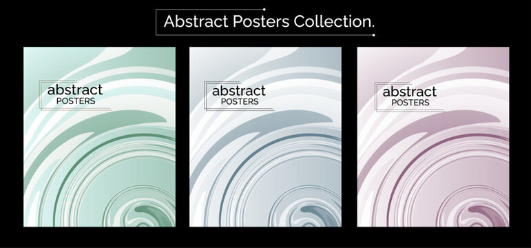 Trendy Abstract Wave Poster Collection with Modern Layered Shape Design