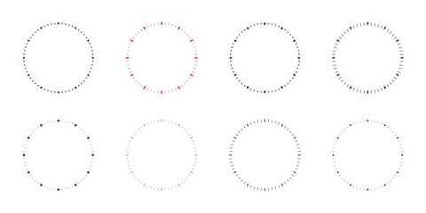 Obraz premium Collection of clock face templates. Watch dial with analog faces. Clock hour and minute markers Vector illustration